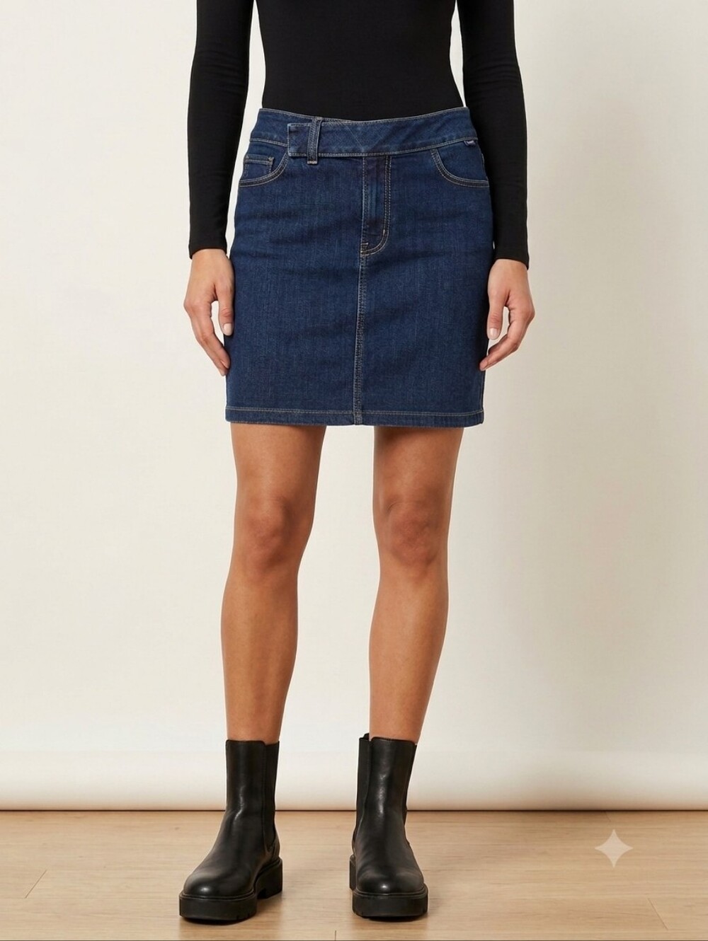 Vintage Mavi Regena Denim Stretch Skirt L Late 90s Y2K Minimalist Blue Jean